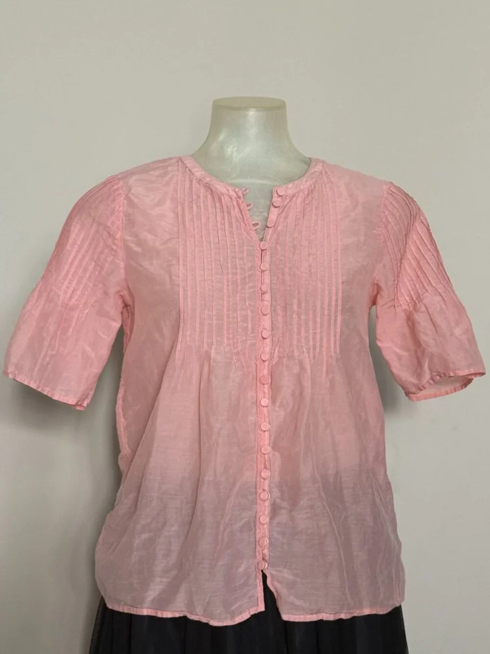 Beautiful J.Crew Silk-Cotton Voile Pintuck Top BB266 Soft Blush Pink XS $99